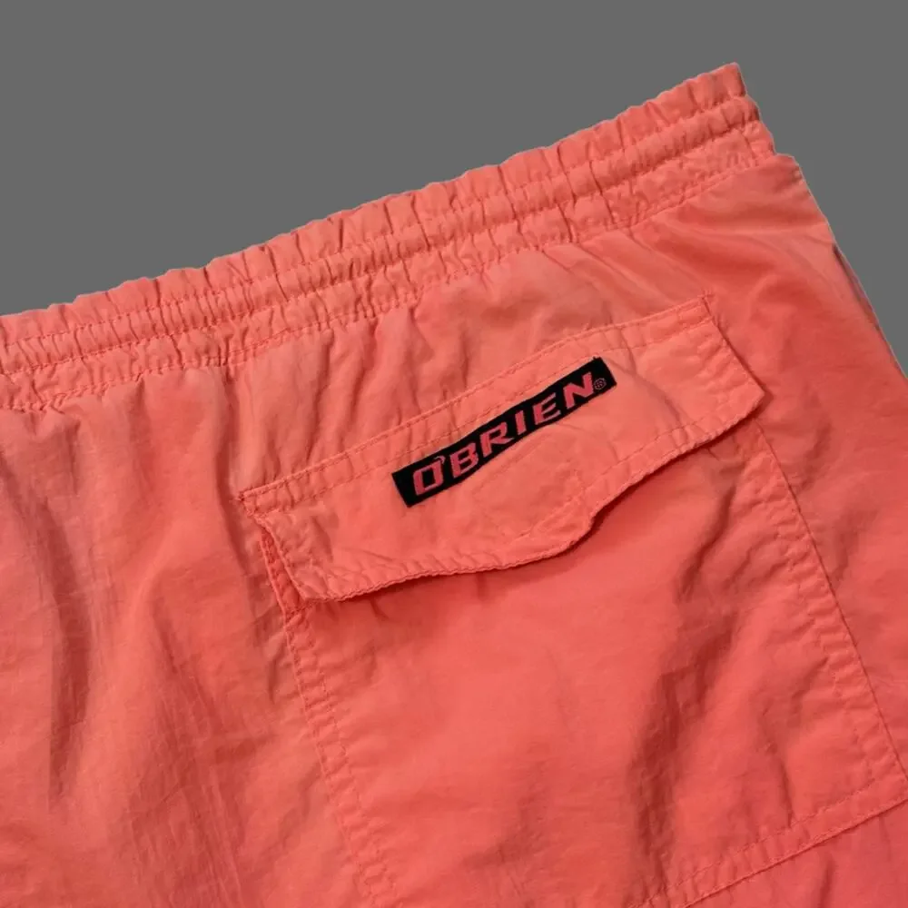 O’Brien VTG 80s 90s Neon Pink Orange Swim Trunks Size 39